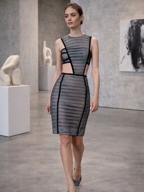 Angel Sanchez SS15 Runway Black Cutout Dress ~ Small